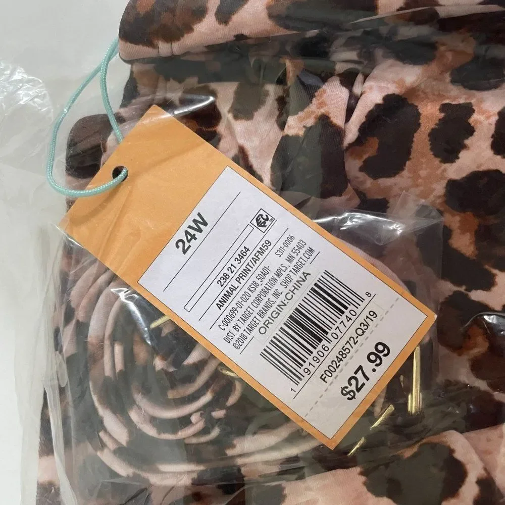 Kona Sol Swim‎ Top Bandeau Animal Print Leopard Plus Womens